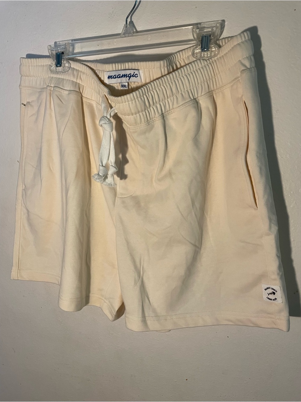 maamgic Men's Cream Athletic Drawstring Shorts - Lightweight Comfort